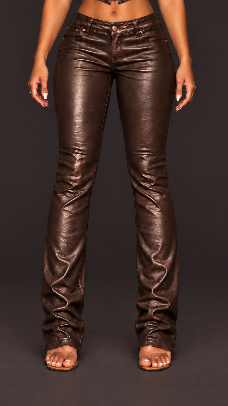 After Dark Low-Rise Leather Pants